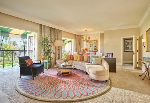 Crescent Suite living room at The Beverly Hills Hotel