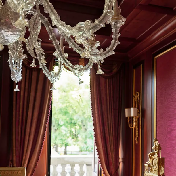 Royal Suite Living Room Detail of the small private balcony overlooking the city