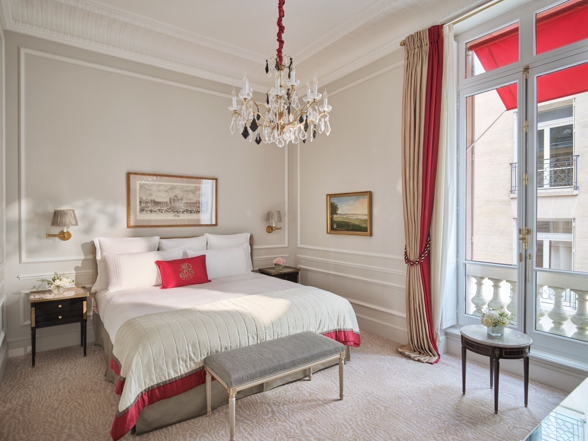 This is the bedroom of the Superior Suite #218 at the Plaza Athénée.