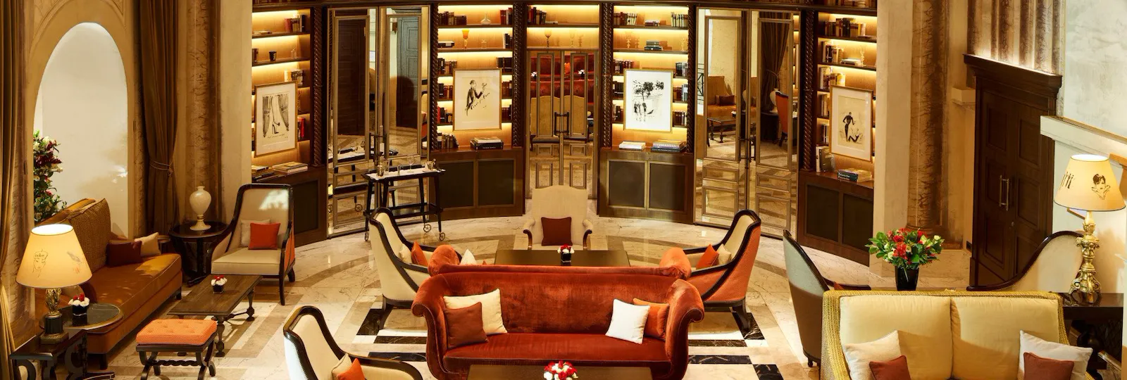 La Libreria lobby lounge at Hotel Eden, Rome