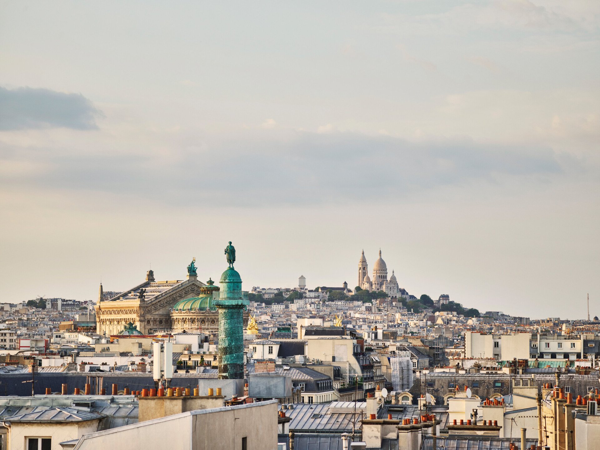Montmartre view from the Belle Etoile suite terrace at Le Meurice, Paris.