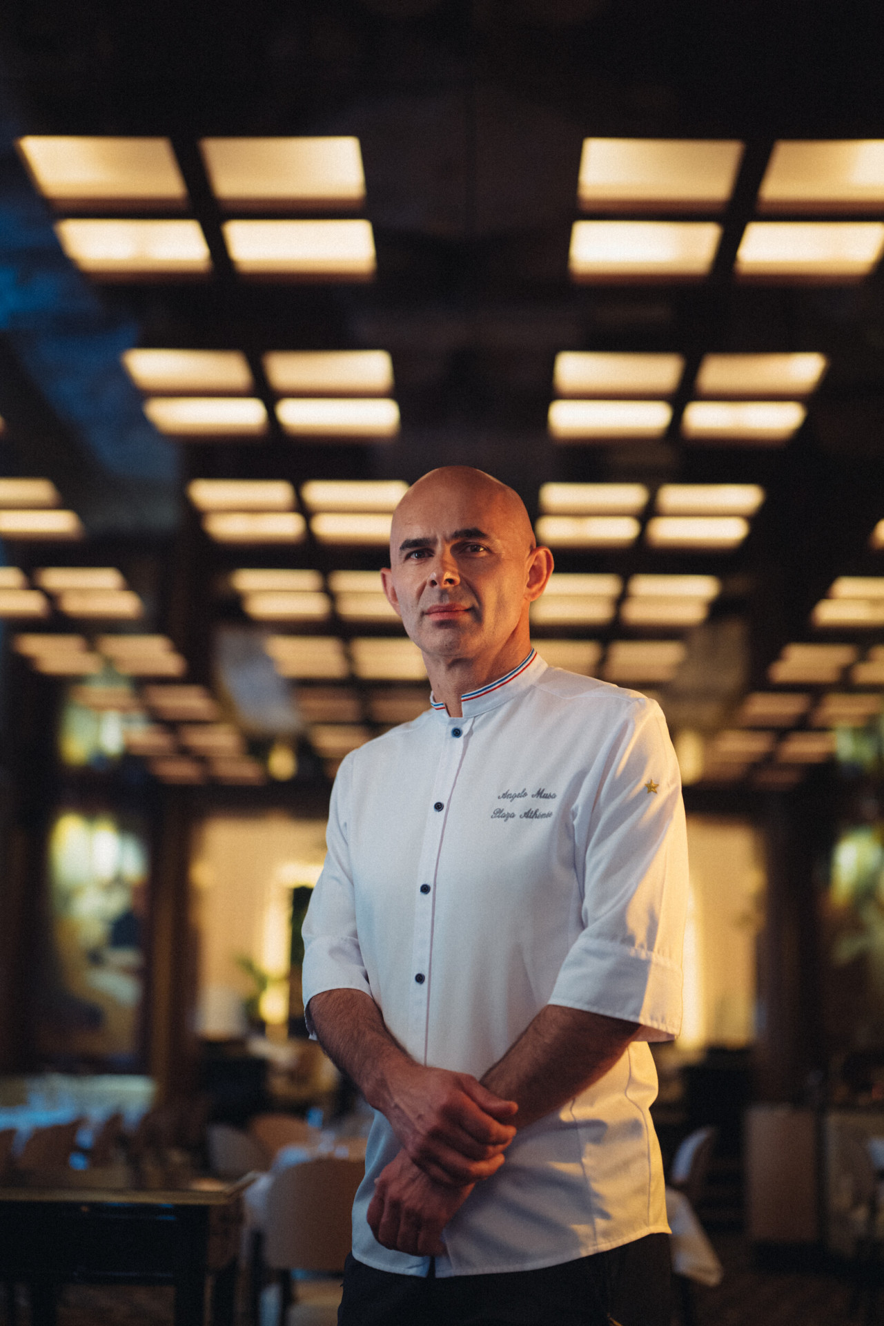 Portrait of Pastry chef Angelo Musa at Le relais Plaza, at Hotel Plaza Athénée, Paris