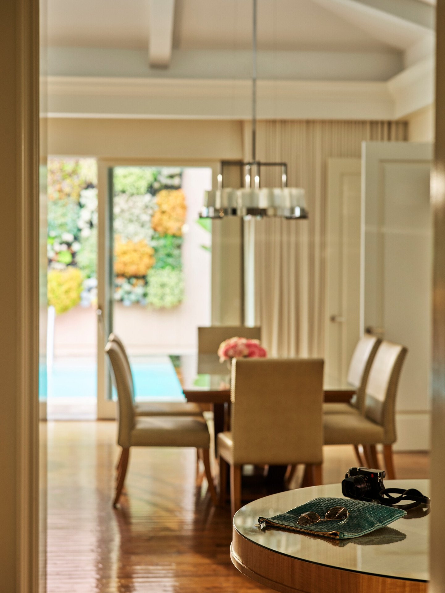 Living room in presidential Bungalow 24A at The Beverly Hills Hotel 