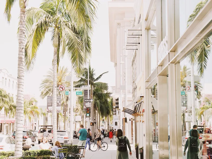 Rodeo Drive with Palm Trees in Beverly Hills
