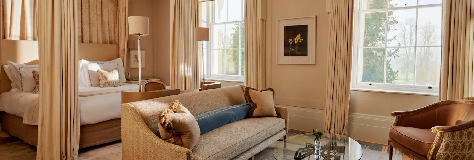 Mansion House Junior suite on a sunny day at Coworth Park, Ascot