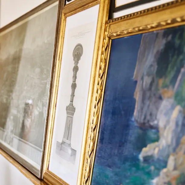 Detail of different paintings inside Bellavista penthouse suite at Hotel Eden, Rome