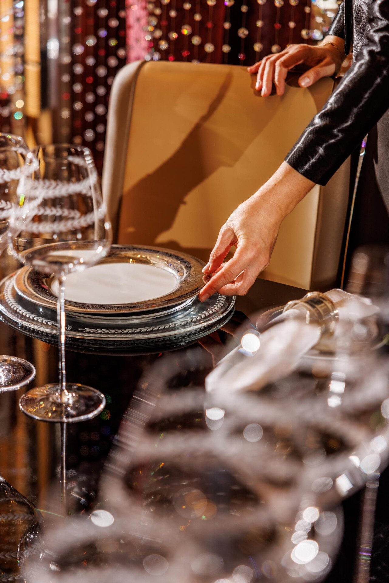 Detail of Tavolo Cristallo tableware 