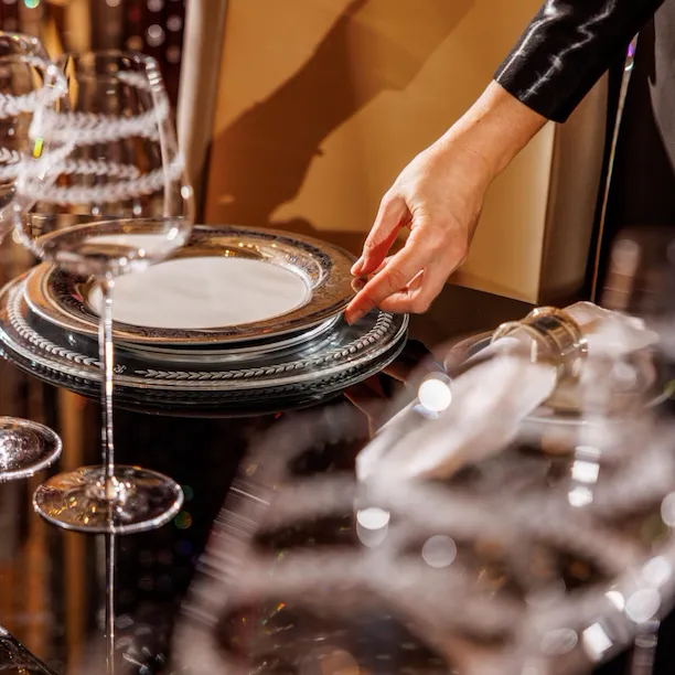 Detail of Tavolo Cristallo tableware