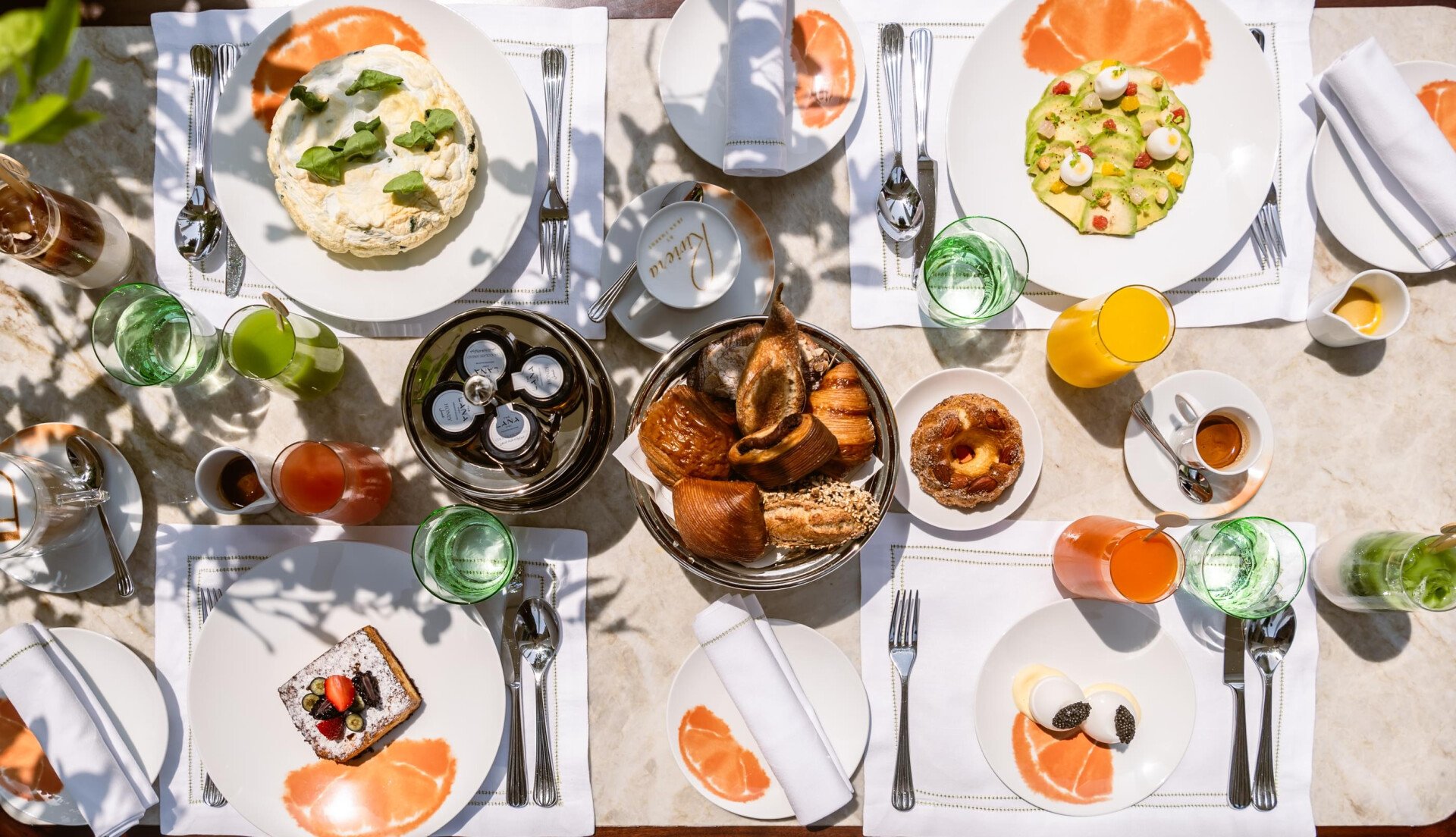 Images of dishes at Riviera by Jean Imbert at The Lana Dorchester Collection