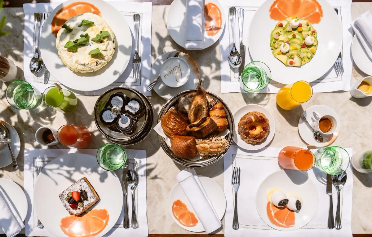 Images of dishes at Riviera by Jean Imbert at The Lana Dorchester Collection