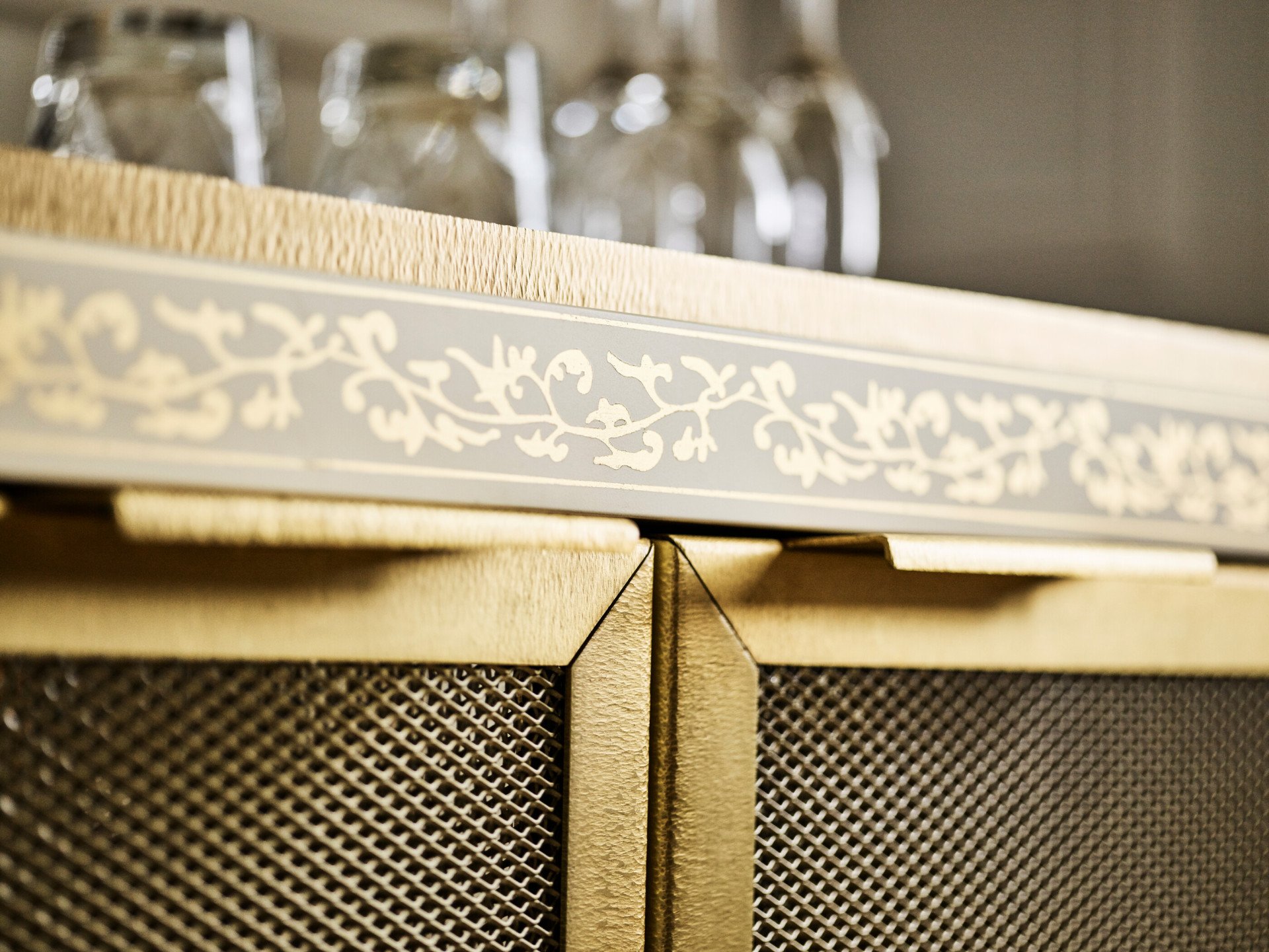 Detail of wooden cupboard with inside Prestige Suite at Hotel Eden, Rome