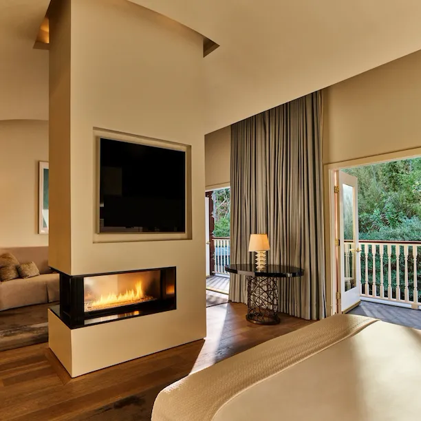 Loft studio fireplace at Hotel Bel-Air