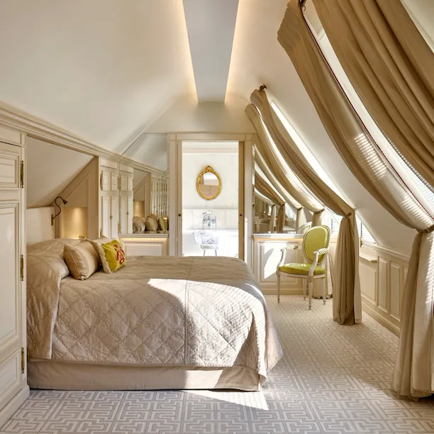 Bedroom of the Parisienne suite at Le Meurice, Paris.
