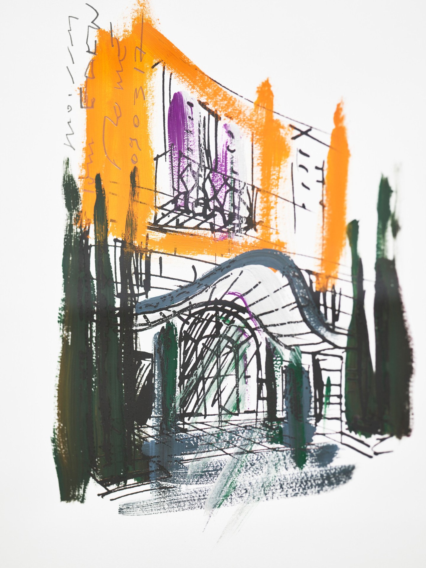 Illustration of Hotel Eden's exterior inside Bellavista penthouse suite at Hotel Eden, Rome